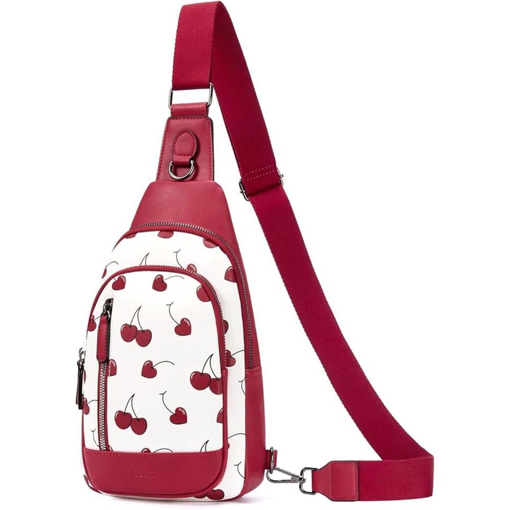 Women Cherry Imported Faux Leather Unique Sling Cross Body Backpack